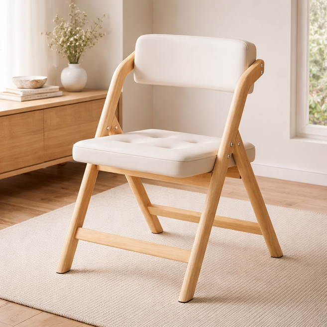 쿠션 등받이 접이식 의자 거실 가정용 식탁 보조의자, 2개, Y01