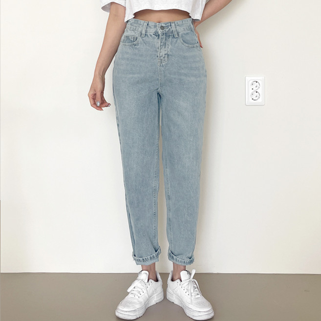 여리진 여성용 데님 하이웨스트 보이핏 배기 청바지 팬츠 바지
