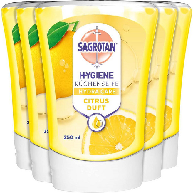 사그로탄 데톨 노터치 시트러스 레몬 핸드워시 리필, 5개, 250ml