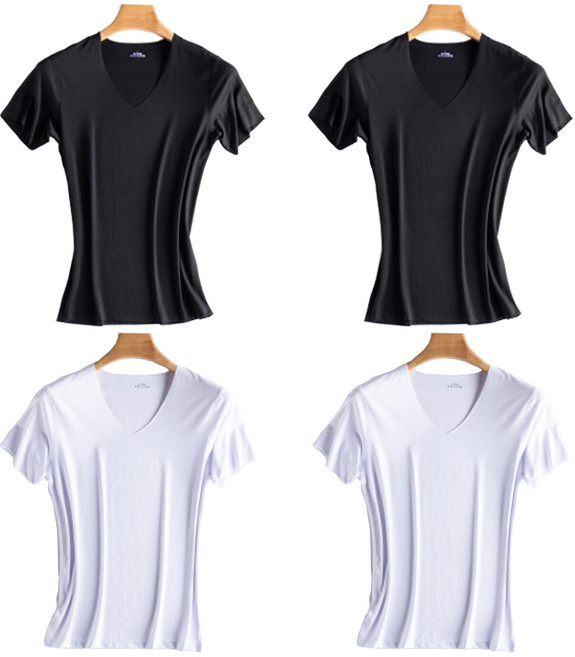 인따르시아 004 심리스 쿨 V넥 무봉제 반팔 슬림핏 4종세트