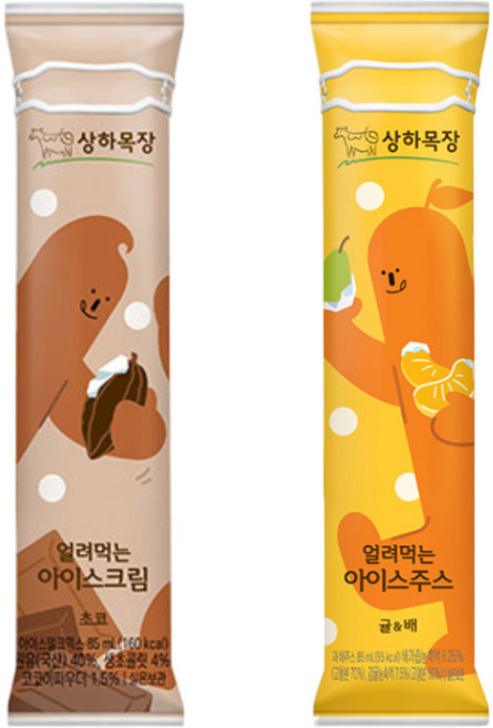 매일유업 상하목장 얼려먹는 아이스크림 초코 6개 + 매일유업 상하목장 얼려먹는 아이스주스 귤&배 6개, 1세트, 85ml