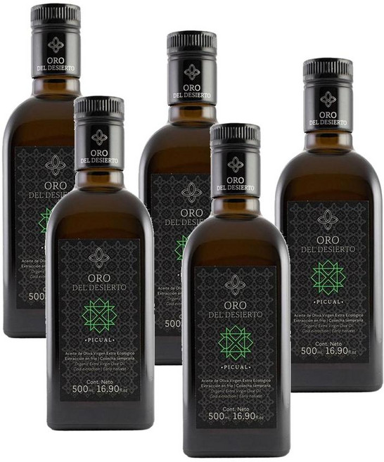 Oro del Desierto x 피쿠알 고멧 엑스트라 버진 올리브 오일 Picual Gourmet Extra Virgin Olive Oil, 5개, 500ml