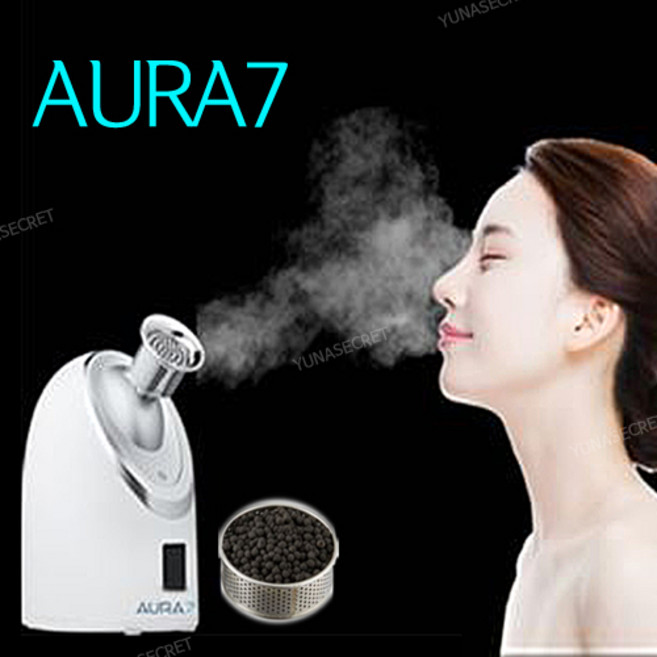 [세계특허] 아우라7 활성탄 노즐스티머 원적외선 가습기 얼굴 스팀기(실버), 노즐스티머(실버)+코코넛차콜볼 1통(약1년6개월 사용)