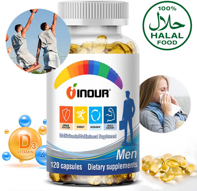 종합 비타민 미네랄 고함량 피로 회복 에너지 증진 - 비유전자변형 글루텐프리 - 60/120캡슐, 3개, 120정