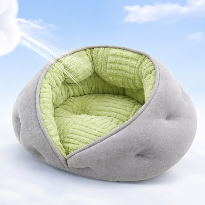 페이퍼랩 부드러운 플리스 강아지 고양이 쿠션 침대, 1개, 그린그레이