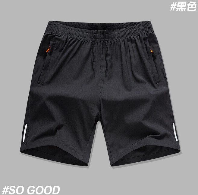 運動戶外冰絲速乾彈性休閒短褲 - 男生薄款工作五分涼感褲 黑色