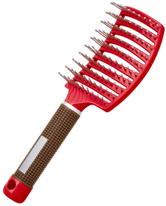 므라온 강모 반곱슬머리 헤어브러쉬, 레드, 1개