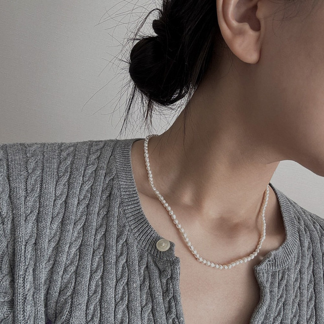 씨드 담수 진주 미니 천연 써지컬 체인 목걸이