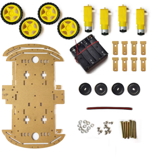 아두이노 RC카 프레임 키트 4WD, 1개, 노랑