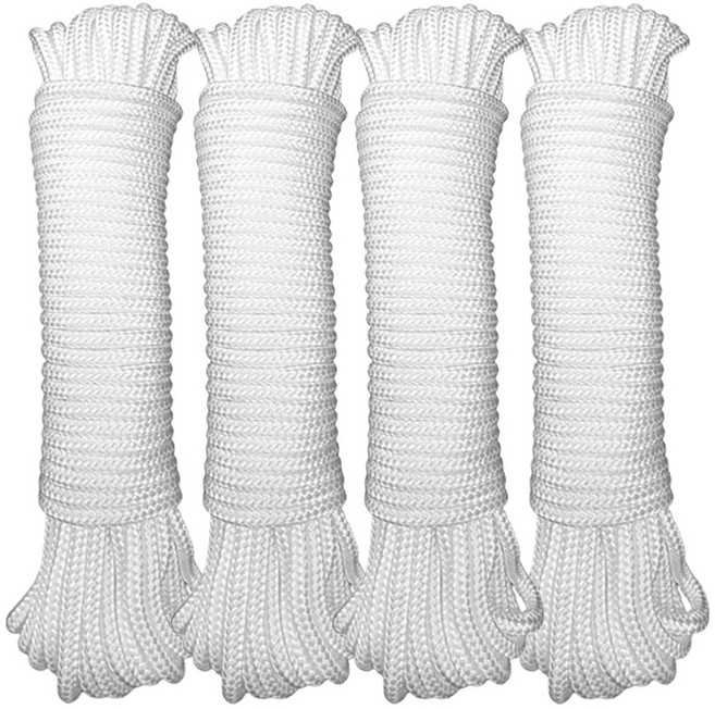 본라이프 천정 건조대줄 교체용끈 다용도줄 빨래건조대줄 베란다 빨래줄 밧줄 노끈 건조줄 캠핑 다용도로프, 4개, 백색10M