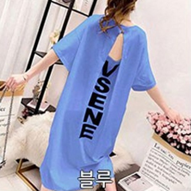 루즈핏 반팔 롱 원피스 379