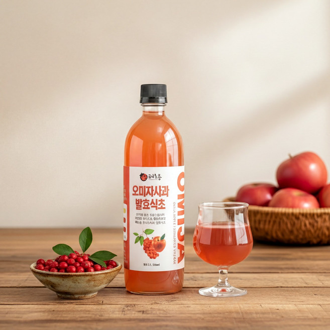 해초롱 국내산 무첨가 사과오미자 발효식초, 1개, 500ml