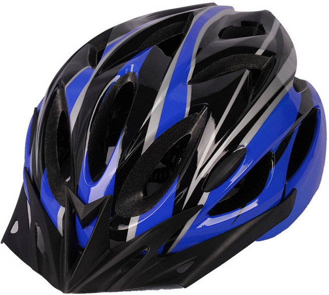 一件代發騎行頭盔一體成型男女山地公路自行車頭盔騎行裝備安全帽, 藍黑