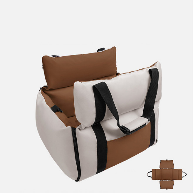 차량용 강아지 매트 애견 카시트 이동가방 방수재 탈부착 세탁 세탁기 세탁, 1개, 갈색