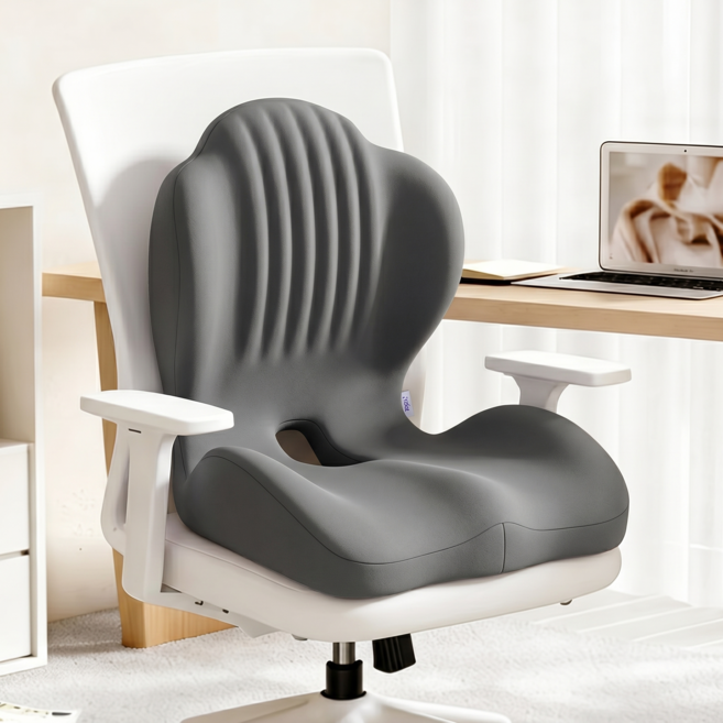 홈위시 메모리폼 일체형 의자 허리 등받이 쿠션, 그레이