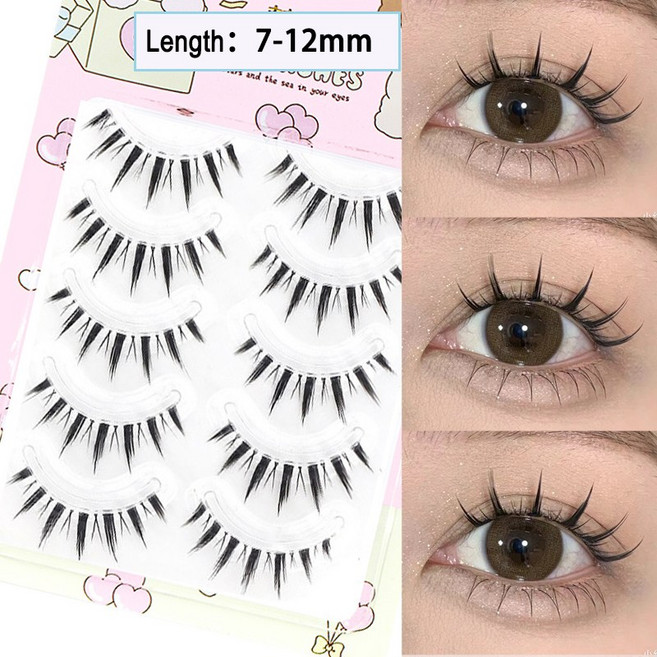 드림 디어 5 쌍 가짜 속눈썹 A 타입 업그레이드 된 V 자형 0.14mm 투명 줄기 부드러운 밍크, 1개, 17 W-5