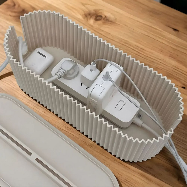 블루빈 멀티탭 콘센트 전선 케이블 정리함, 아이보리, 1개