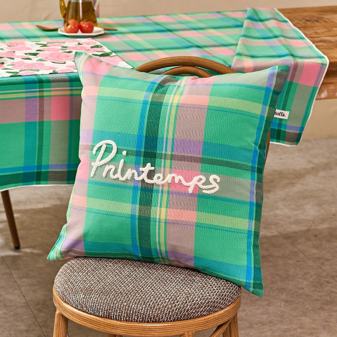 [모던하우스 인천점] 플라워가든 로지체크 쿠션커버 50x50 -[EM0926015]