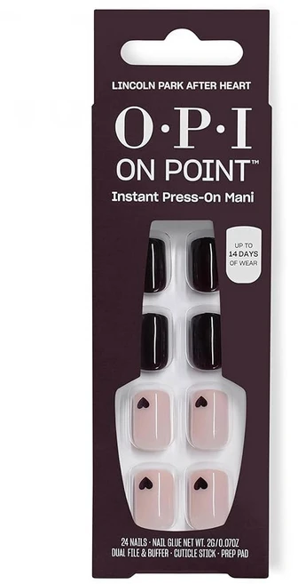 OPI On Point Press On Nails | 쇼트 라운드 네일 아트 프레스 온 네일 | 네일 포함 24개 | 오래 지속 재사용 가능 손상 없음 | 2025 가을 쉐이드, 7 Lincoln Park After Heart | 하 - 쿠팡