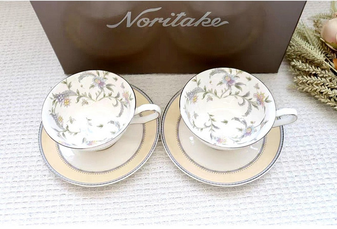 노리다케 Noritake 시크릿가든 커피잔 찻잔 2인용 세트 215ml, 1개