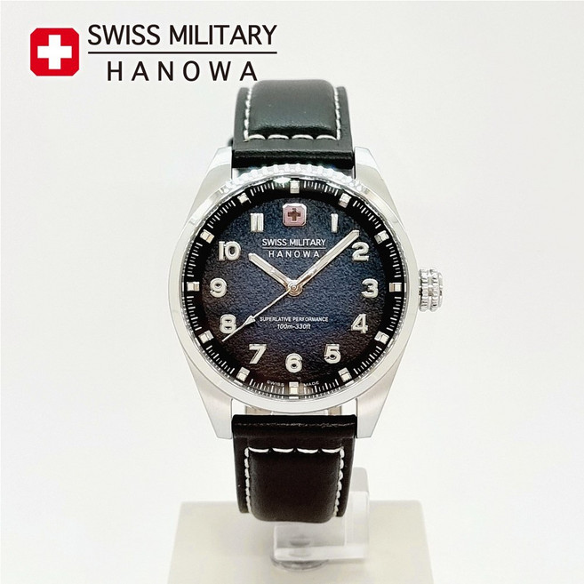 스위스밀리터리 하노와 가죽밴드 남성 손목시계 SMWGA0001502