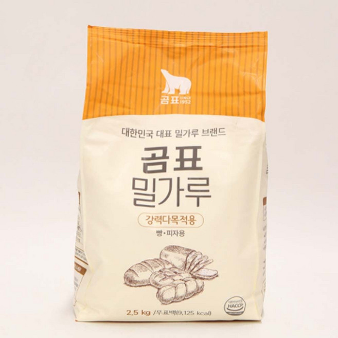 다목적 강력 밀가루 강력분 식빵 피자 도우 제빵 베이킹 반죽 2.5kg 제빵밀가루, 1개