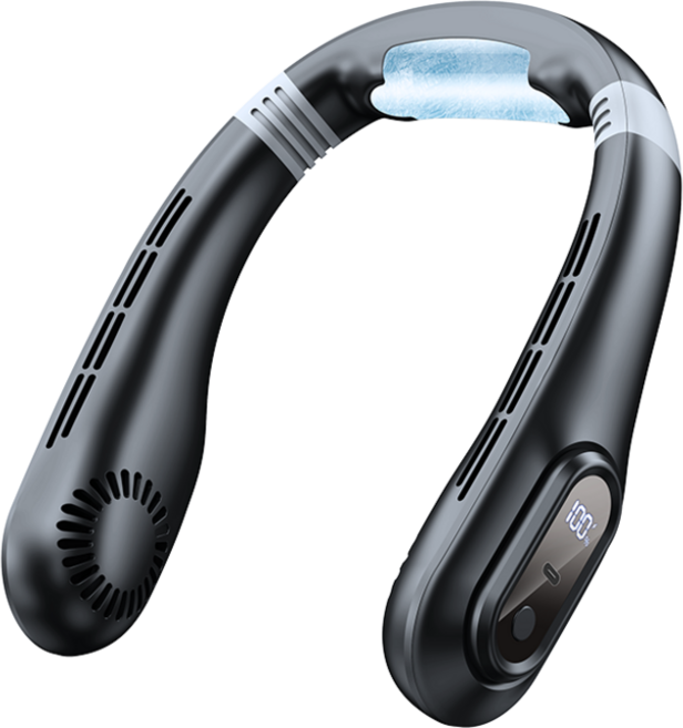 2025 참신한 디자인 넥선풍기 브러시리스 모터식 무풍선풍기 무소음 목 선풍기, 블랙