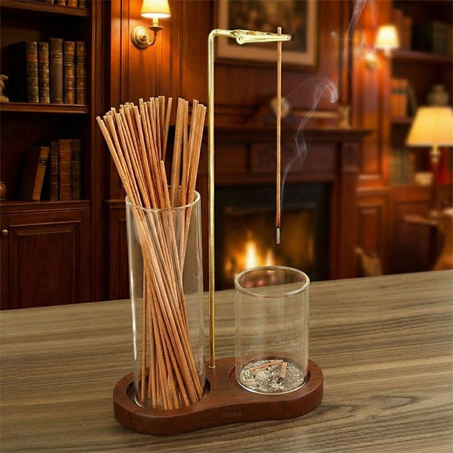 앙플러스 감성 인테리어 2구 인센스 스틱 홀더 세트, 윌넛우드