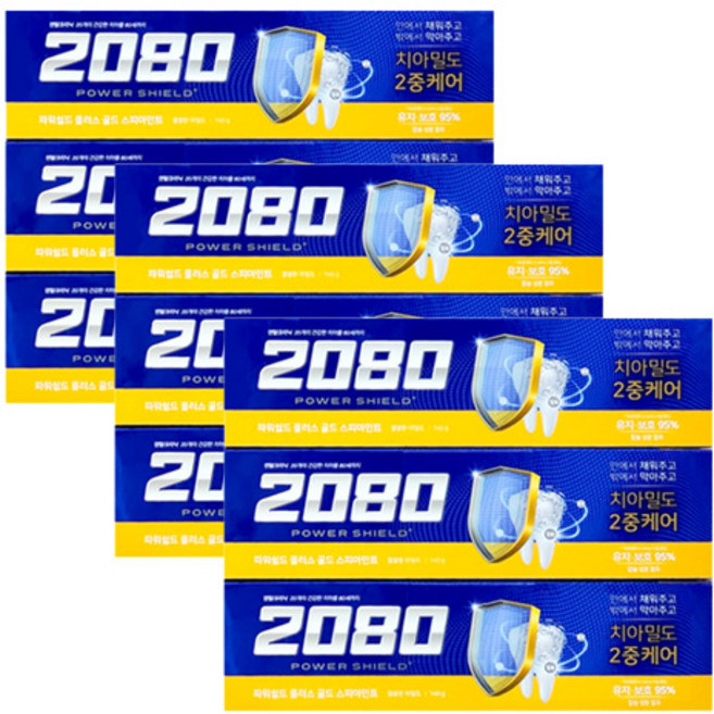 2080 파워쉴드 플러스 골드스피아민트 치약, 9개, 140g