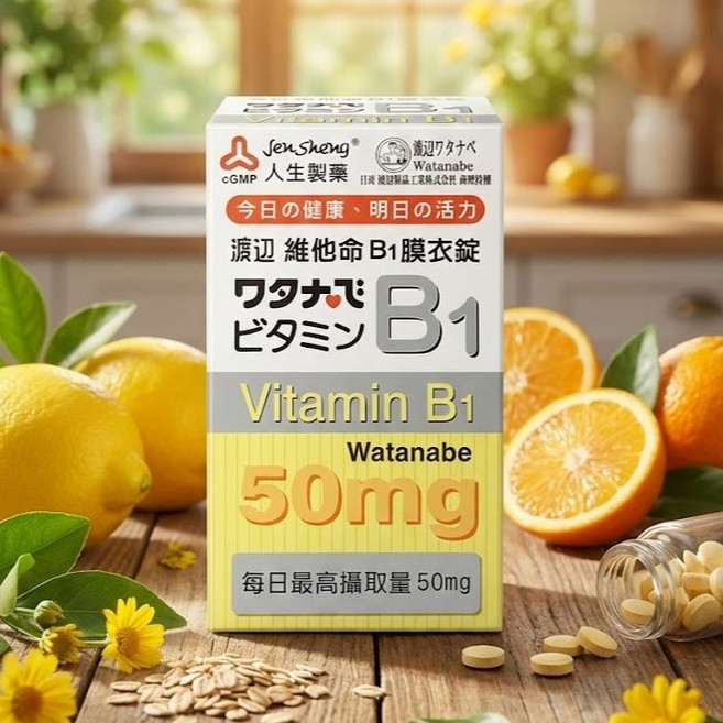 【渡邊】渡邊維他命B1膜衣錠50mg 100粒, 1個, 渡辺維他命B1膜衣錠