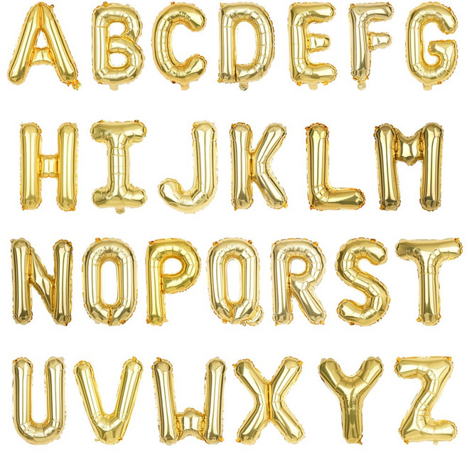 파티짱 알파벳 풍선 (소) 골드 글자 은박 호일, E