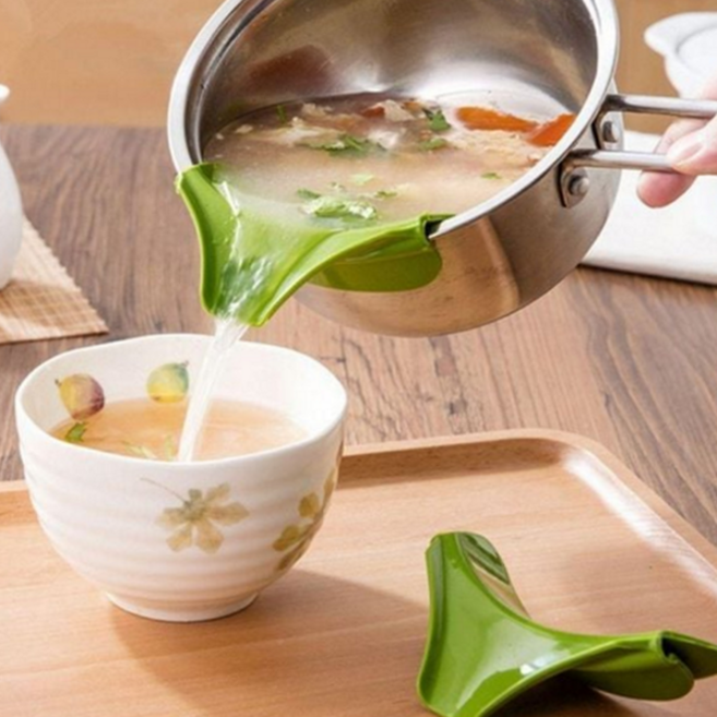 실리콘 국물 따르개 냄비용 음식물 싱크대 실리콘 깔때기 조리용 안전 액체 도우미 요리 용품 보조 도구, 3실리콘따르개-그린