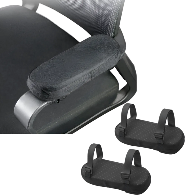 누아니 메모리폼 의자 팔걸이 팔꿈치 쿠션 2P, 블랙