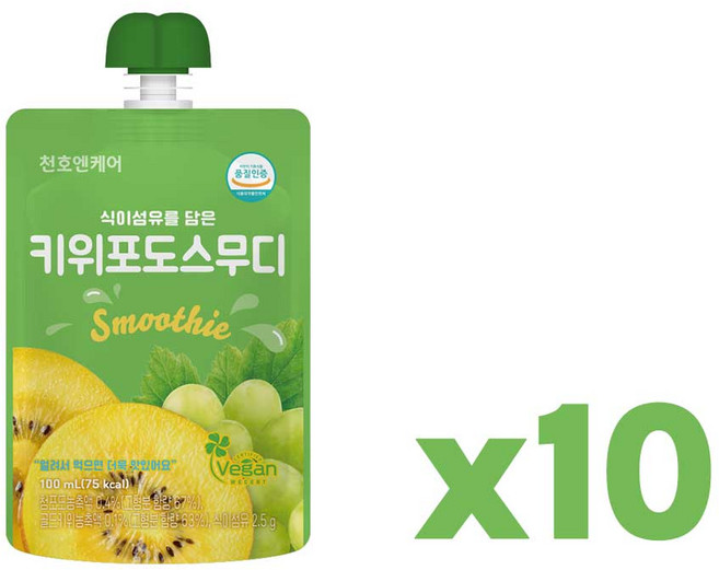 천호엔케어 식이섬유를담은키위포도스무디 장건강음료, 10개, 100ml