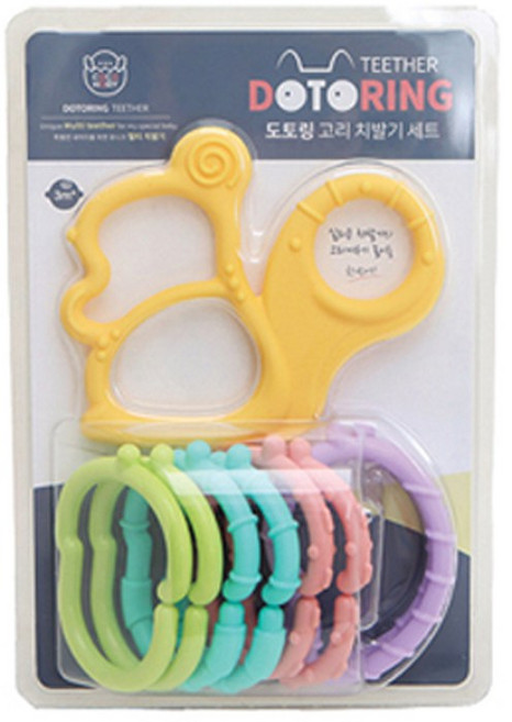 꼬꼬노리 도토링 고리 치발기 세트, 단품, 혼합 색상, 1개