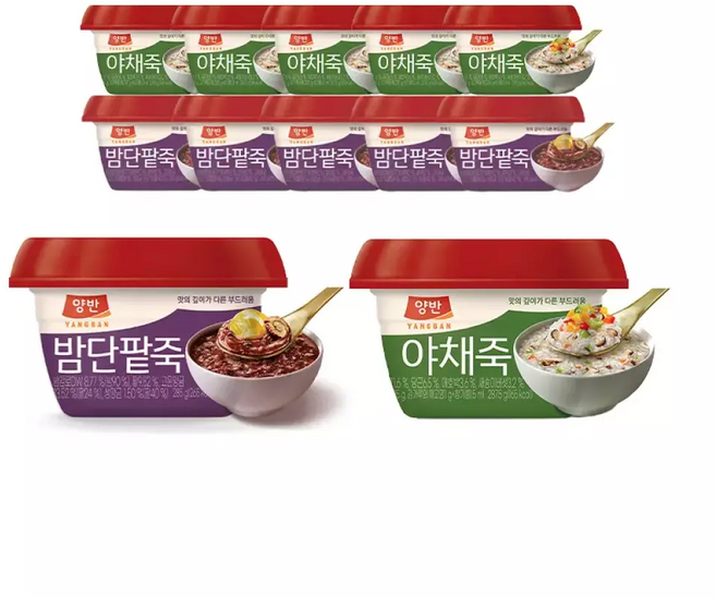 동원 양반 야채죽 밤단팥죽, 12개, 287.5g