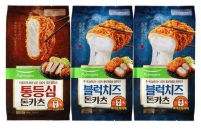 [풀무원]돈카츠 2종 3개세트 (통등심x1개+블럭치즈x2개), 1개, 단품