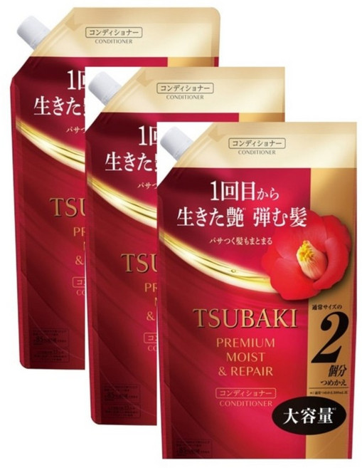 츠바키 대용량 프리미엄 모이스트 헤어 컨디셔너 리필 600ml 3개