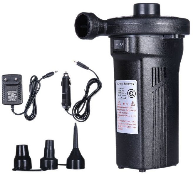 휴대용 공기 펌프 전동 팽창식 압축기 보트 매트리스 풀 12V 220V 미니 팽창기 4500MAH 충전식 노즐 3개, 1개