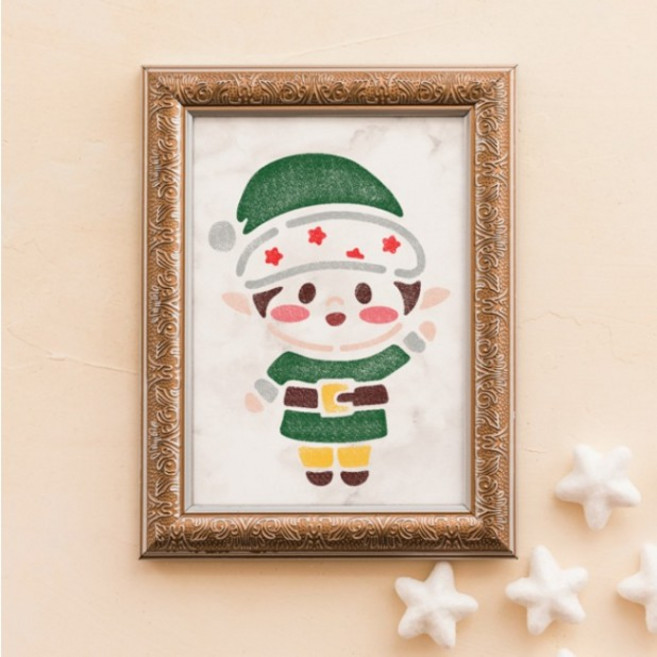 [나무인형키즈] 스텐실도안 2185 크리스마스도안 깜찍이 초록 요정