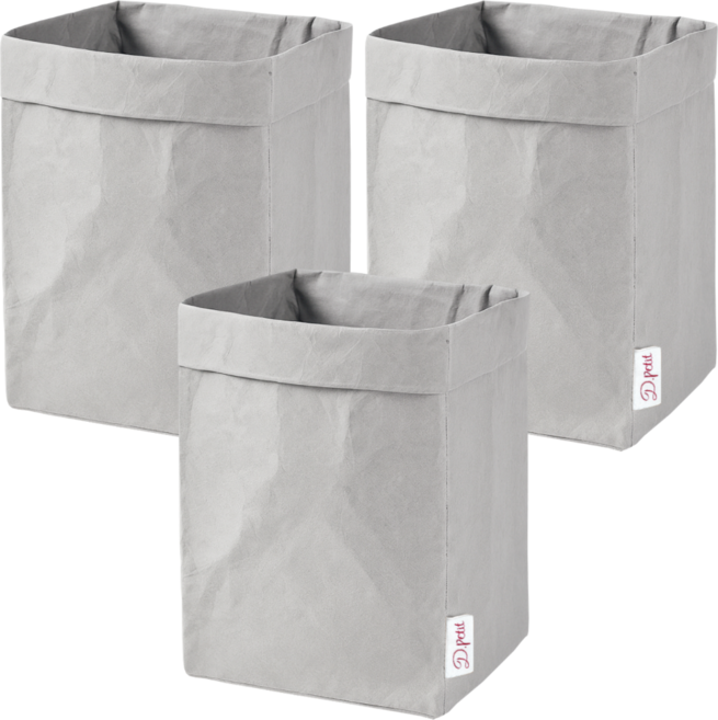데일리쁘띠 페이퍼백 냉장고 정리 크라프트 다용도 바구니, 3개, 그레이