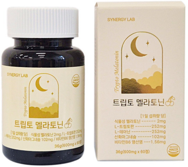 멜라틴정 트립토판 타트체리 식물성 트립토 멜라토닌, 1박스, 60정
