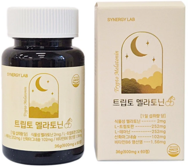 멜라틴정 트립토판 타트체리 식물성 트립토 멜라토닌, 1박스, 60정 - 쿠팡