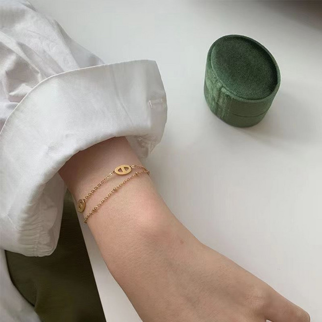 써지컬스틸 돼지코 더블 체인 팔찌