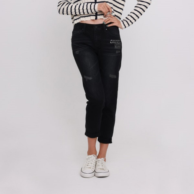 여) 장식지퍼 프린트 스터드장식 메탙사_AM3DBF554-BK