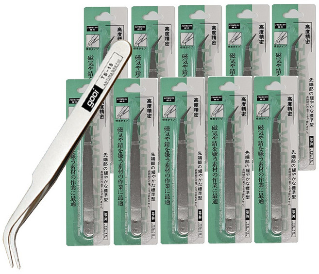[메잌미] 다용도 정밀 핀셋 (굽은형/TS-15), 10개