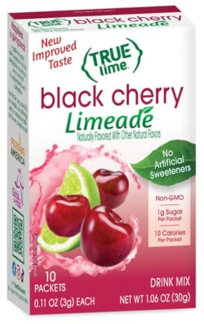 트루 라임 블랙 체리 라임에이드 음료 믹스 (10개 팩) | TRUE LIME Black Cherry Limeade Drink Mix (10 Packets) | Made from, 1개