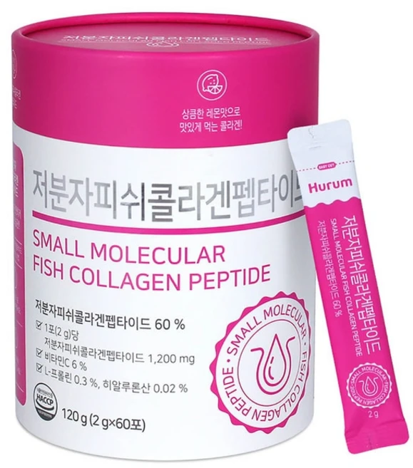 휴럼 저분자 콜라겐 펩타이드 식약처인증 HACCP 100% 300달톤, 2g, 60개 - 쿠팡