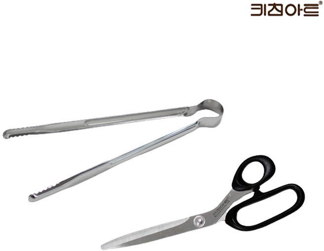 키친아트 금상첨화 스텐레스 가위집게 (악어집게 대+갈비가위 중) 주방가위 주방집게, 단품, 1개
