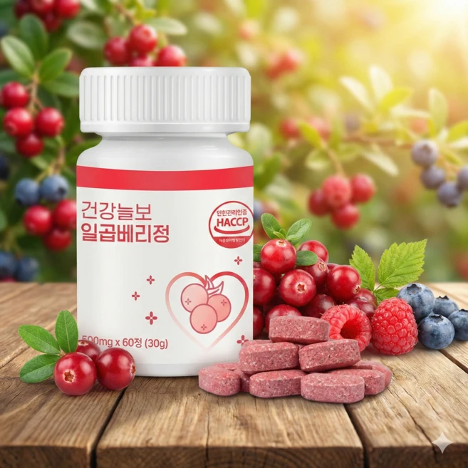 건강늘보 일곱베리정 7가지 슈퍼베리, 3개, 60정 - 쿠팡